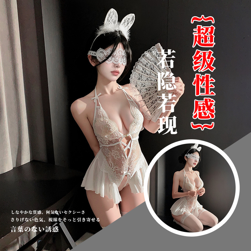 Plus-Size Erotic Lingerie, Sheer Lace, Sexy Deep V-Neck, Open-Crotch One-Piece Uniform, Alluring Lingerie Plus-Size Erotic Lingerie, Sheer Lace, Sexy Deep V-Neck, Open-Crotch One-Piece Uniform, Alluring Lingerie
