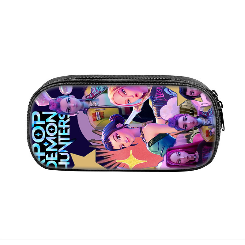 国境を越えた新製品 Huntrix Kpop プリント周辺ペンバッグ ハンター魔女グループ 小中学生鉛筆文具箱|undefined