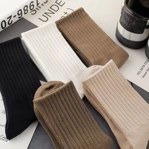 Zhuji socks women's medium-length socks for autumn and winter, thickened and warm, ins trend, versatile, solid color, sports couples, pile socks