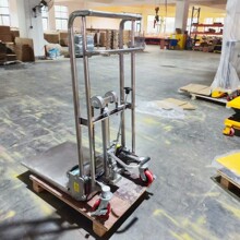 普尔夫304不锈钢400kg半电动卷膜升降车轻型堆高车迷你堆垛车非标