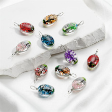 跨境热卖水滴生命树玻璃爱心圆形吊坠 diy手工制作永生花项链配件