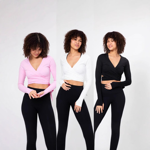 European and American Fashion New Amazon Independent Station Hot-Selling Casual Tie t Solid Color Long-Sleeve Finger Hole Top
