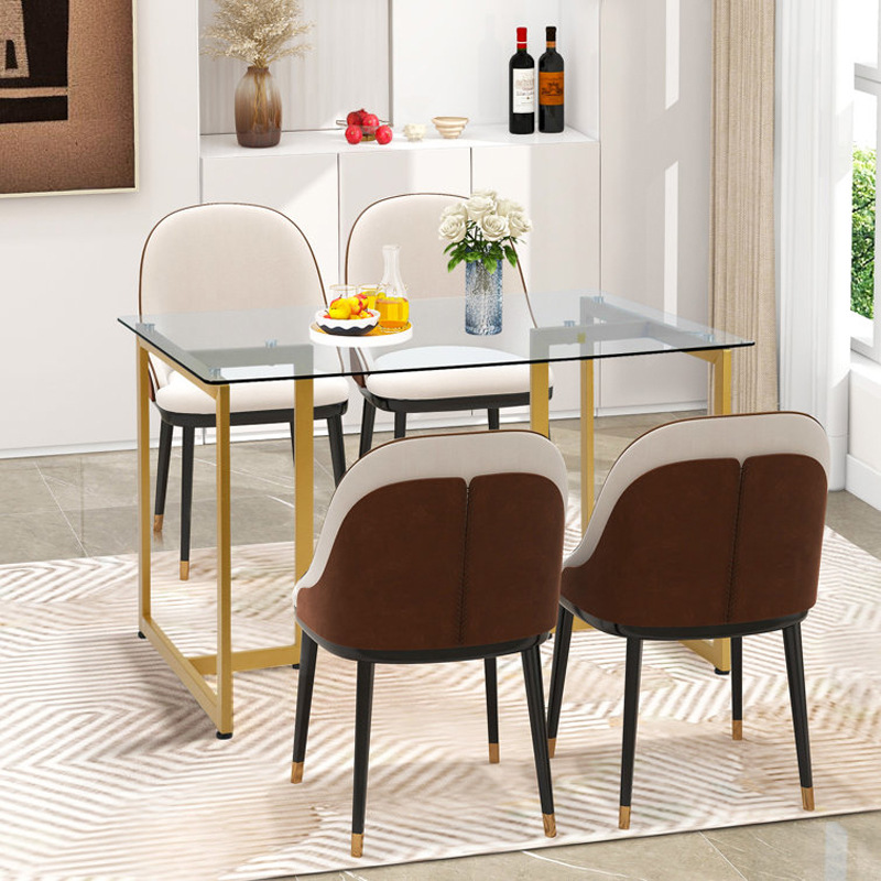 Mesa de comedor de exportación de lujo ligero rectangular de vidrio templado mesa de comedor mesa de comedor mesa de vidrio