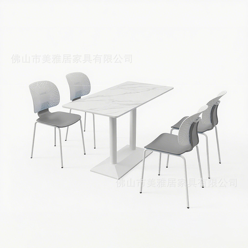 Mesa y silla de comedor de estudiantes de escuela Compañía comercial Comedor de personal de fábrica Comedor de postre Tienda de té de leche combinación de mesa y silla de comedor de tabla de roca