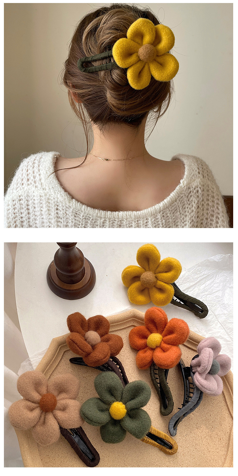 1 Piece Quantity Daily Occasion Fashion Flower Plush Hair Clip 1 Piece