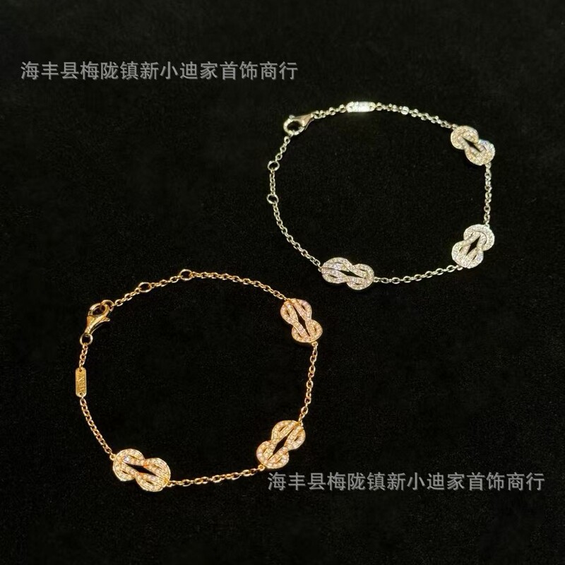 V Gold High Version Feierjia Full Diamond Figure-Eight Bracelet Medium-Sized Figure-Eight Horseshoe Buckle High-End Thick Gold Jewelry Manufacturer Direct Sale