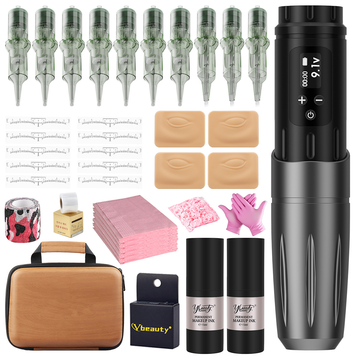 Máquina de tatuaje inalámbrica Ybeauty, con batería, para dibujar líneas y sombreado, todo en uno, modelo P3, para tatuajes de cejas.