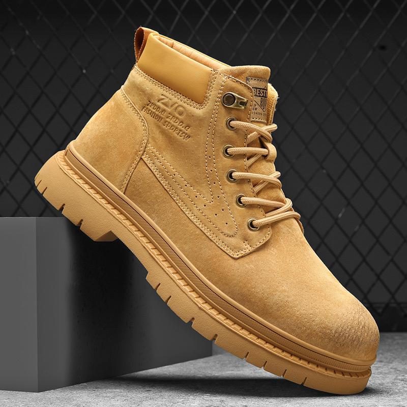 Spring, Summer, Autumn and Winter New Style Pigskin High-Top Martin Boots, Non-Slip, Versatile Men's Shoes, Boys' Lightweight Warm Boots
