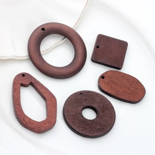Wooden Jewelry Accessories Geometric Walnut Color Spray Paint Pendant Handmade DIY Production Materials Wood Decoration
