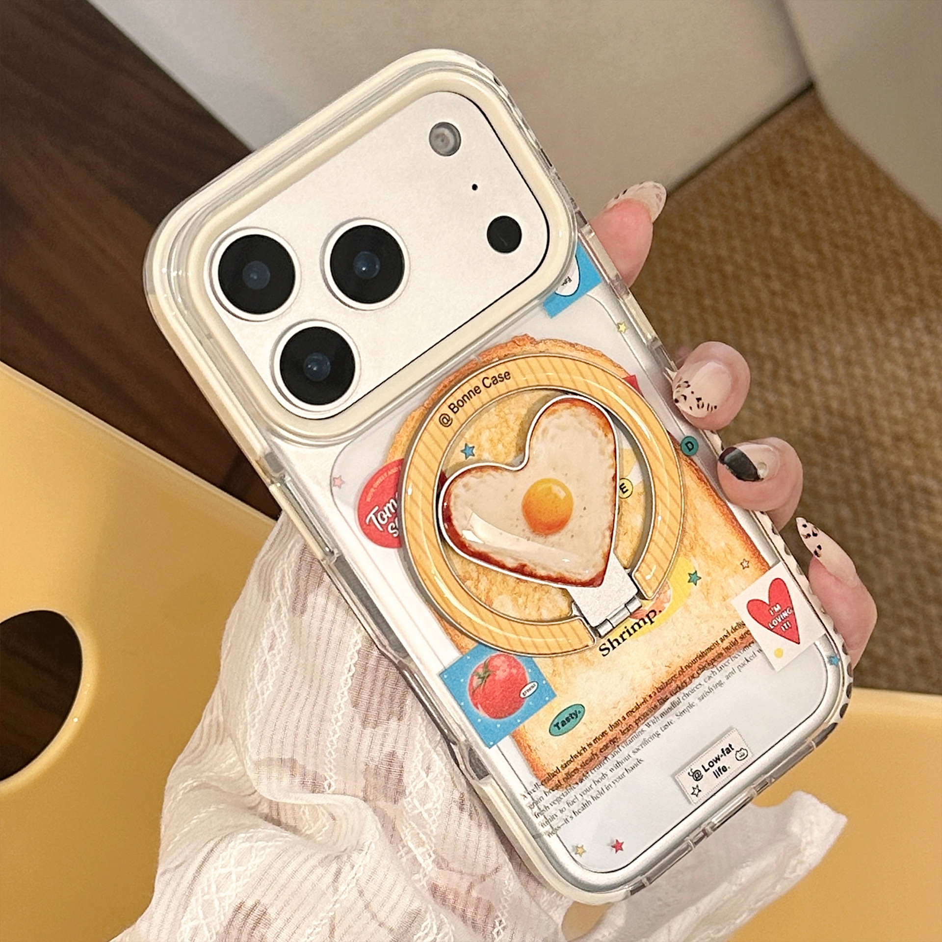 Magnetic Transparent Phone Case With Fried Egg Design For Iphone_voghion.com