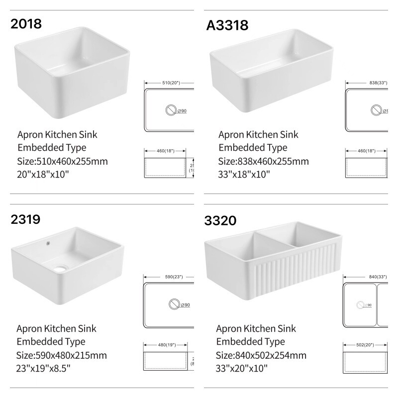 American Style Open Kitchen Sink Large Single Sink Embedded Undercounter Basin Ceramic Sink Sink Vegetable Sink Sink Sink