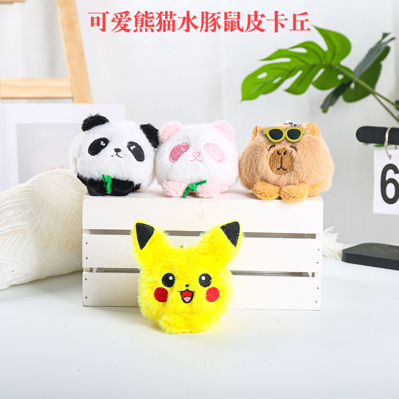 Cross-Border Cute Panda Capybara Pikachu Doll Pendant Cartoon Creative Capybara Doll Pendant Bag
