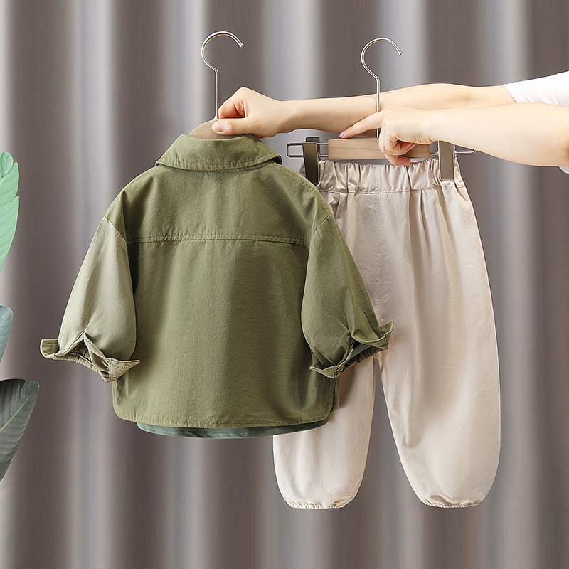 5723 Traje de primavera y otoño para niños 2025 Moda para niños Nuevo estilo Ropa para niños Camisa de primavera para bebés Traje de tres piezas