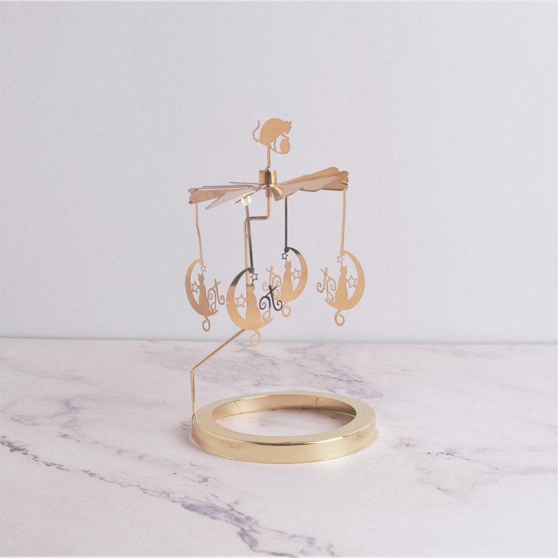 Profesional INS Amazon fabricante romántica aromaterapia vela de vidrio cubierta inteligente giratoria de acero inoxidable candelabro linterna