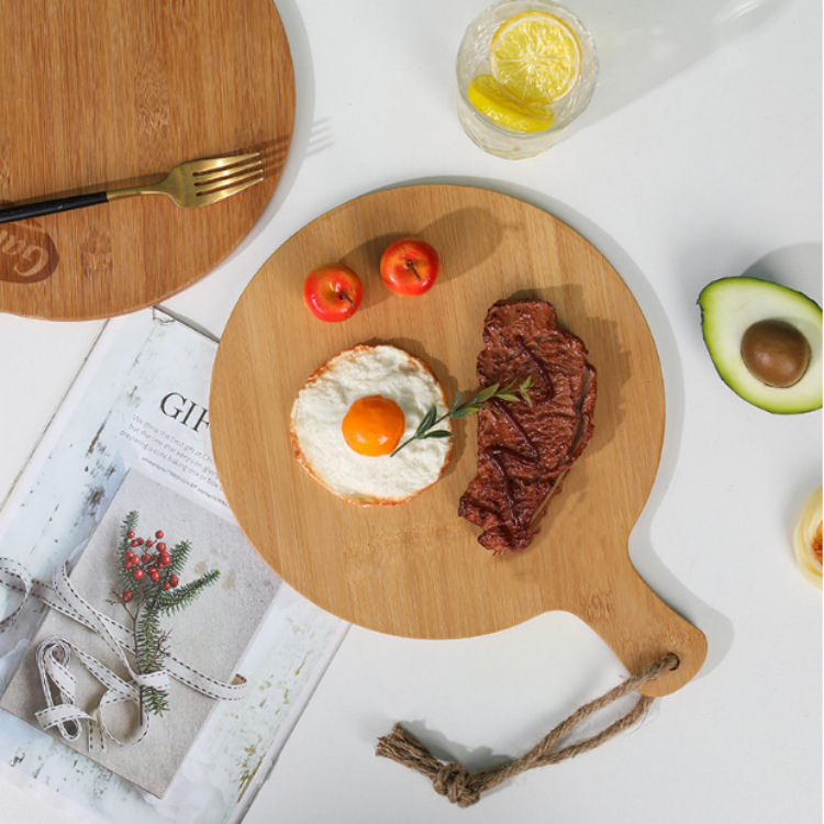 Pizza de bambú bandeja de madera Placa de pizza bandeja de sushi pizza bandeja de hornear bandeja de madera Placa de pizza Placa de carne