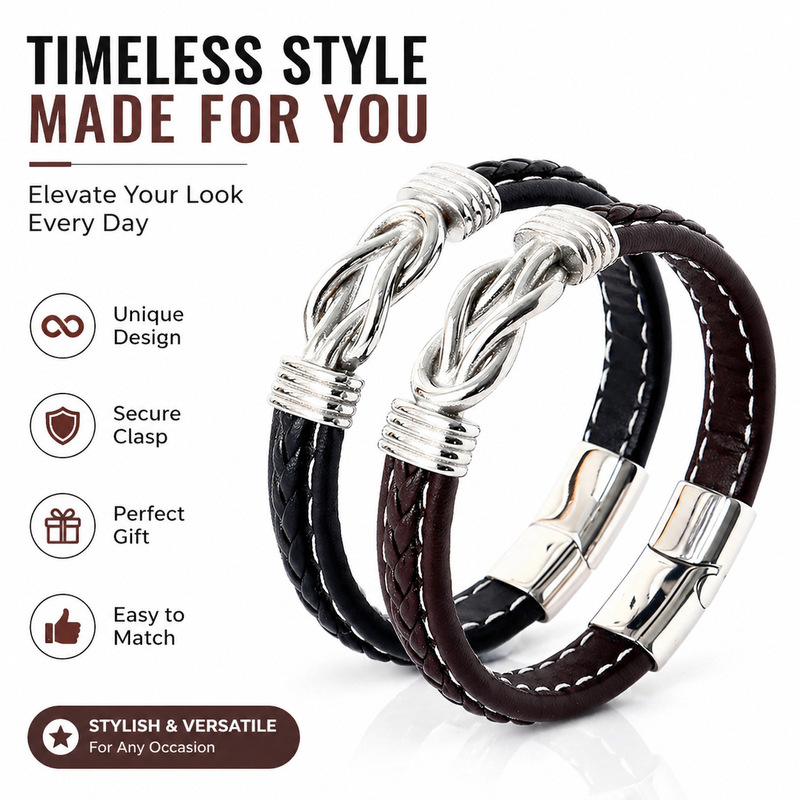 European and American Fashion Women's Commuter Bracelets Men's Leather Leather Bracelets Metal Magnetic Bracelets High-End Jewelry Wholesale
