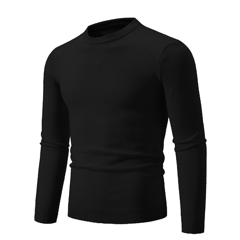Men's Clothing Retro Minimalist Solid Color Classic Solid Color Crewneck Sweater For Men - Versatile Knit Pullover Top For Casual Wear & Layering_voghion.com