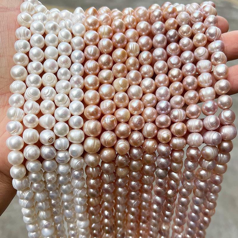 Jingde ジュエリー淡水パールルースビーズ diy ジュエリーアクセサリーバロックラウンドビーズパールブレスレットネックレス半完成品|undefined