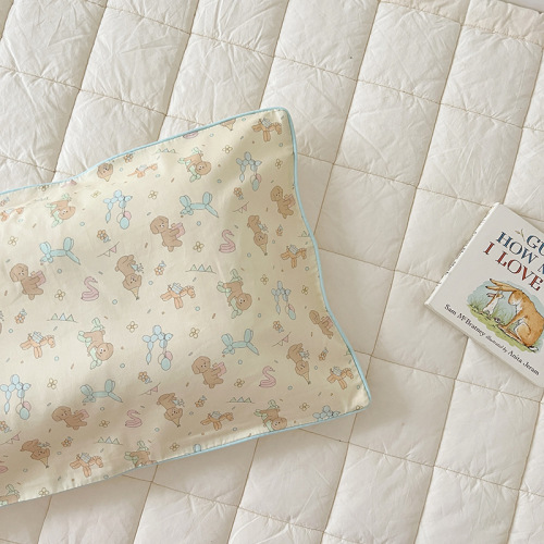Ins Korea Small Bear Polka Dot Cute Cartoon 100% Cotton Children's Pillowcase Kindergarten Baby Pure Cotton Single Pillowcase