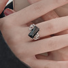 Black zirconium, small design advanced ring, jewelry suitable for men and women, trend of season, on index finger