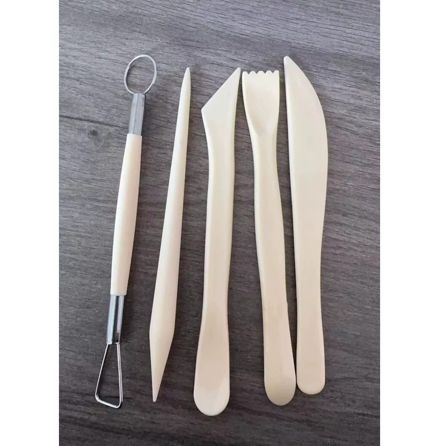 Набор, керамика, резьба по дереву, глина handmade, 5 штук