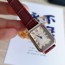 GOGOEY新款方形罗马刻度简约休闲皮带手表石英学生小巧女表抖音款