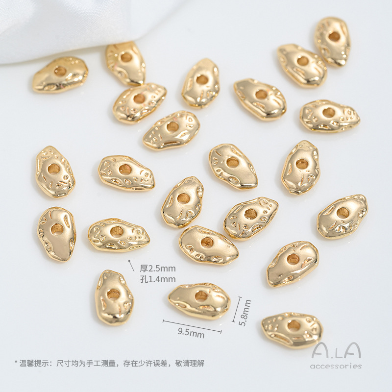 強保色14k包金不規則石珠異形隔珠毛コイルパイナップル結着片diyアクセサリー部品|undefined
