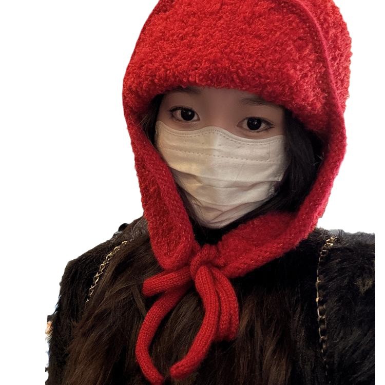 Invierno sensación de atmósfera coreana gorra de lana de punto mujer otoño invierno caliente gorra de protección de oídos de vuelo gorra de esquí