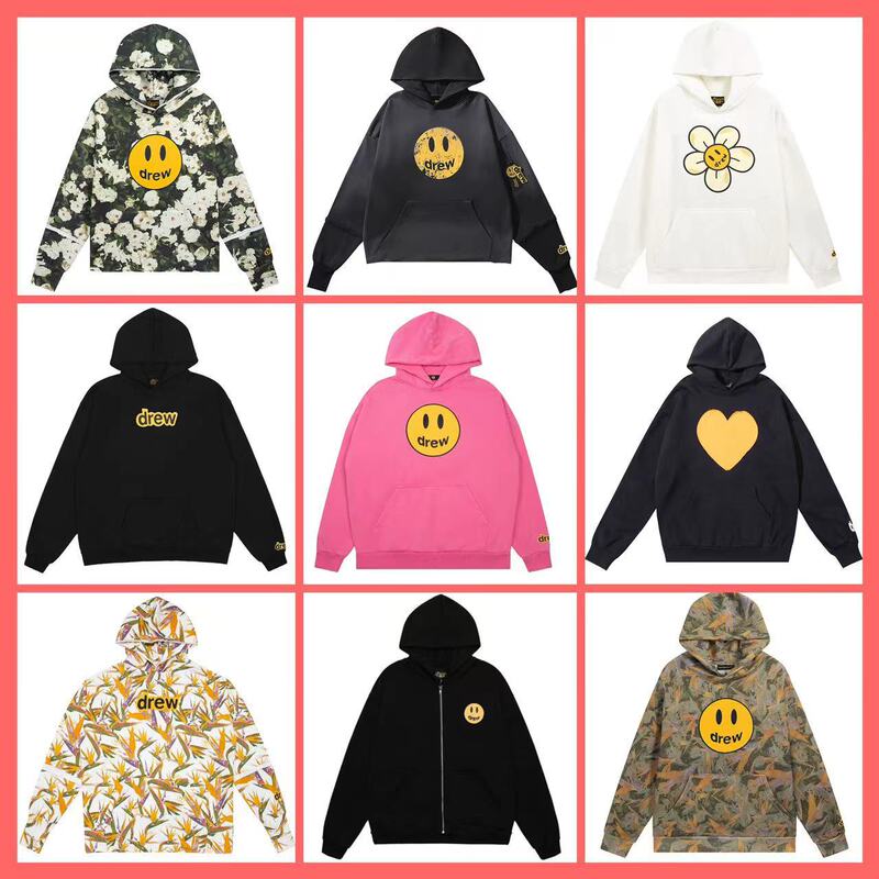 Drew Icon Smiling Face Sunflower Print Justin Bieber Trendyy Men's and Women's Casual Loose Hoodie Sweatshirt Drew Icon Smiling Face Sunflower Print Justin Bieber Trendyy Men's and Women's Casual Loose Hoodie Sweatshirt