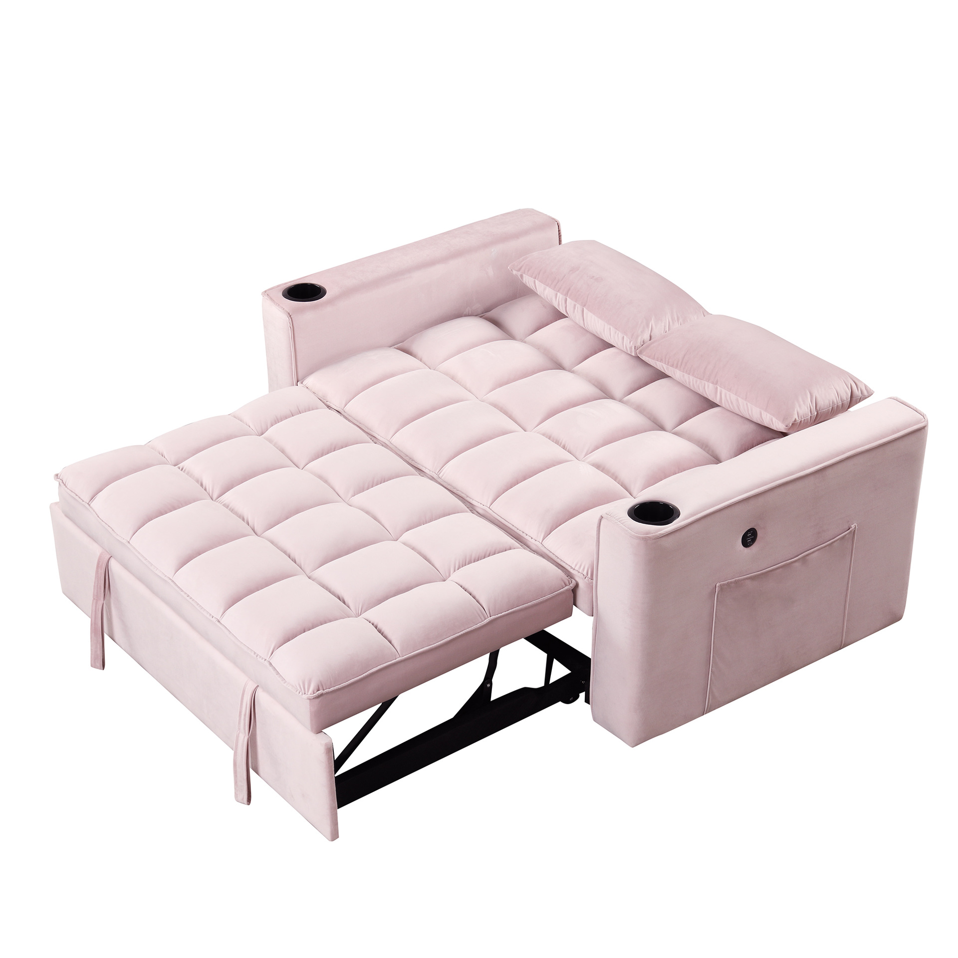 Sofá cama multifuncional de madera maciza, almacenamiento plegable de doble uso, sala de estar de apartamento pequeño, desmontaje y lavado, sofá cama individual y doble image 5