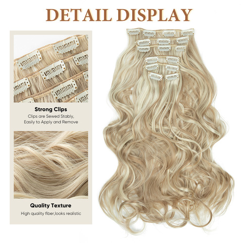 Serra wig manufacturer wholesale 7-piece set of curly hair wig clip hair extensions foreign trade European and American one-piece drop shipping