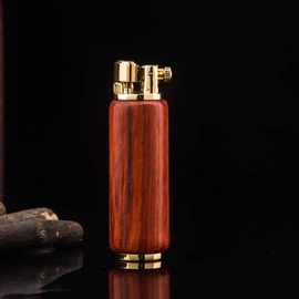 打火机复古砂轮个性烟斗创意紫檀充气火斜煤油佐罗专用明老式压棒