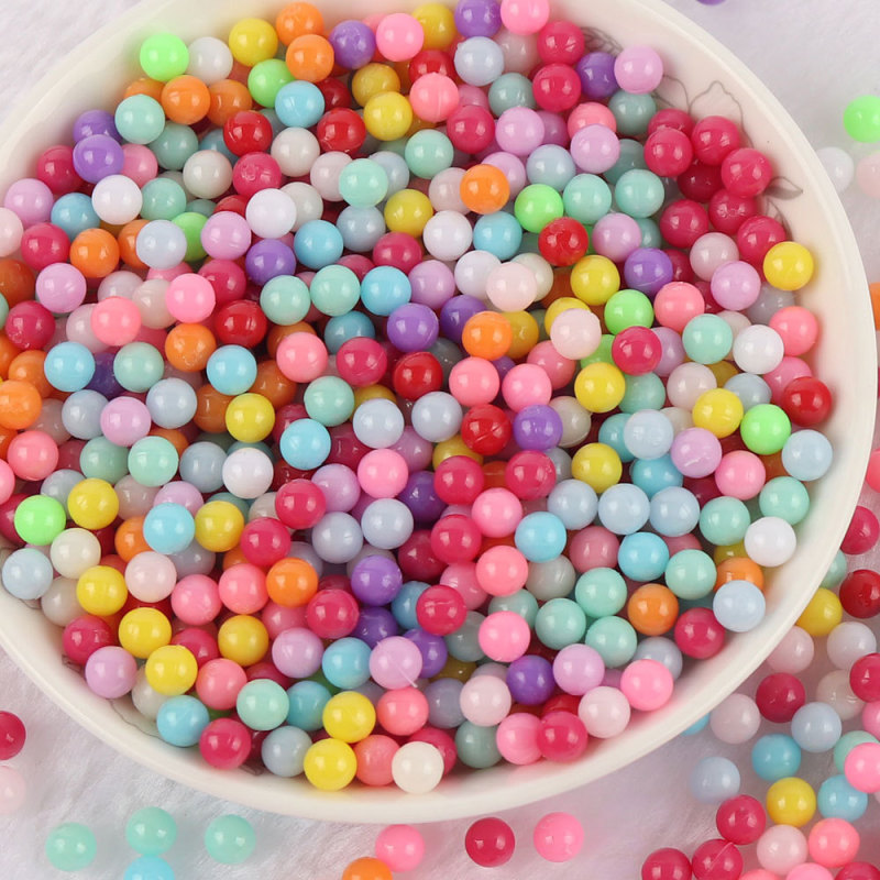 Cross-Border New Products, Multi-Size, Multi-Color, Non-Porous Solid Color Plastic Round Beads, Candy-Colored Loose Beads, DIY Jewelry Decoration Accessories Cross-Border New Products, Multi-Size, Multi-Color, Non-Porous Solid Color Plastic Round Beads, Candy-Colored Loose Beads, DIY Jewelry Decoration Accessories