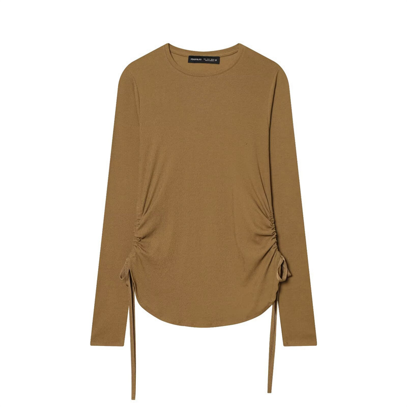 Foreign Trade Order! 2026 New European and American Style Casual Bow-Tie Tie-Up Long-Sleeve T-Shirt Top 4786013