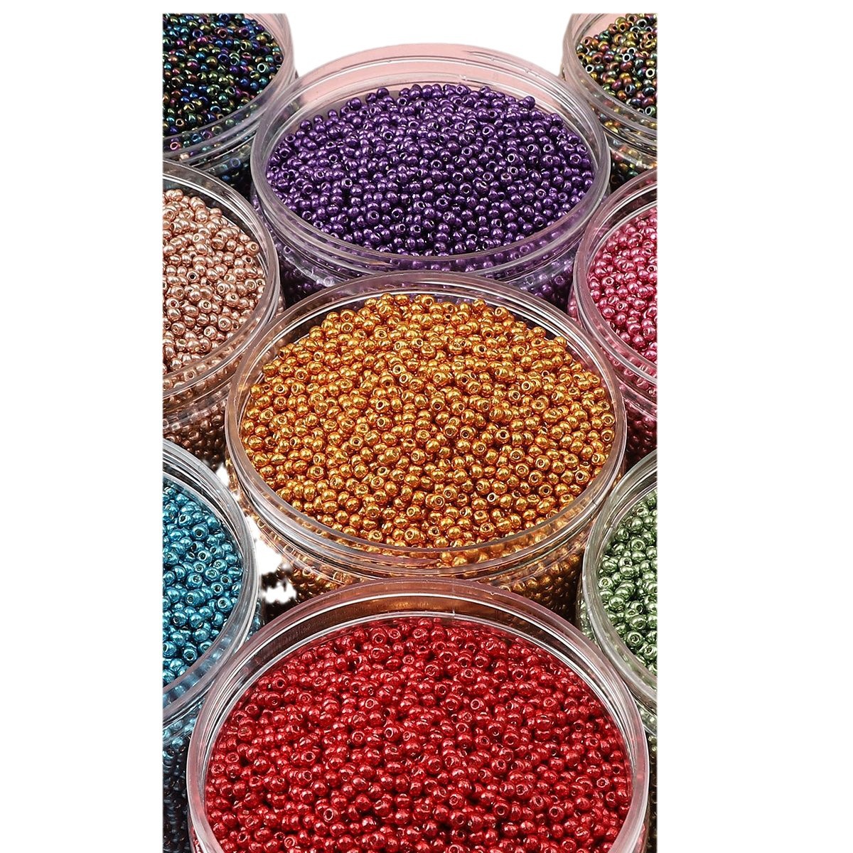 2/3/4 Glass Rice Beads Metal Mineral Colorful Beads Handmade DIY Beaded Necklace Hand Loose Bead Accessories Wholesale