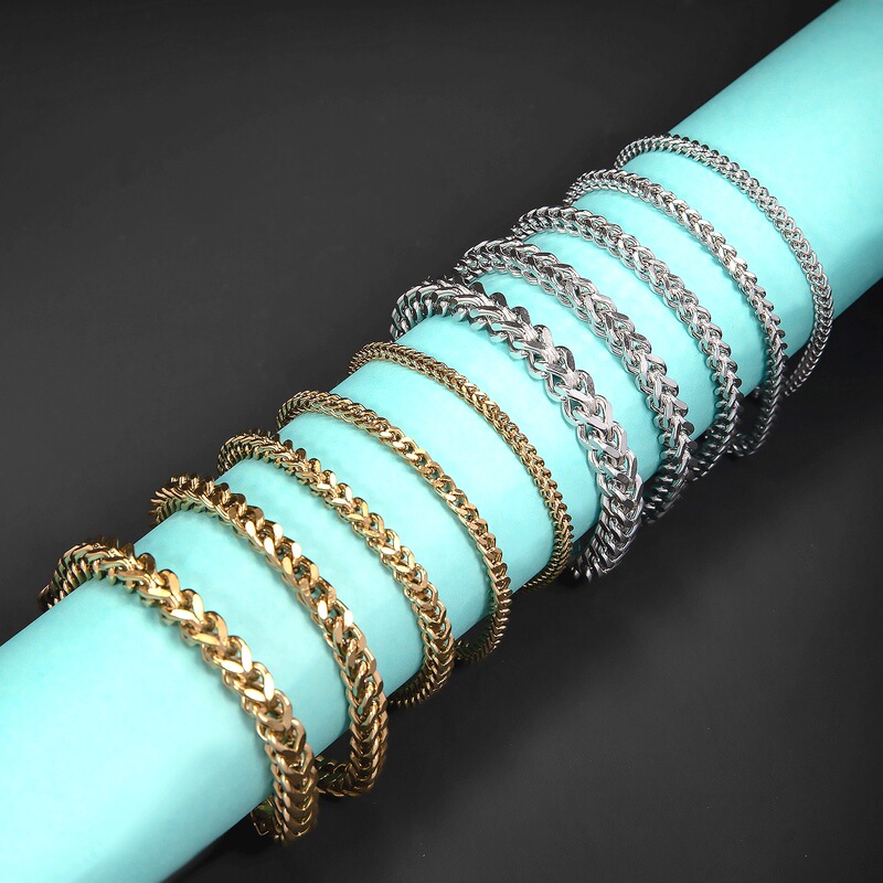 Cross-Border Trendy Square Chain Bracelet with Double Rows of Links on Both Sides, Punk-Style High-End Stainless Steel Geometric Titanium Steel Jewelry Cross-Border Trendy Square Chain Bracelet with Double Rows of Links on Both Sides, Punk-Style High-End Stainless Steel Geometric Titanium Steel Jewelry