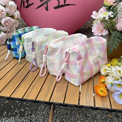 韓国ins格子大容量収納バッグ化粧バッグ携帯洗面バッグ多機能マミーバッグ文房具バッグ