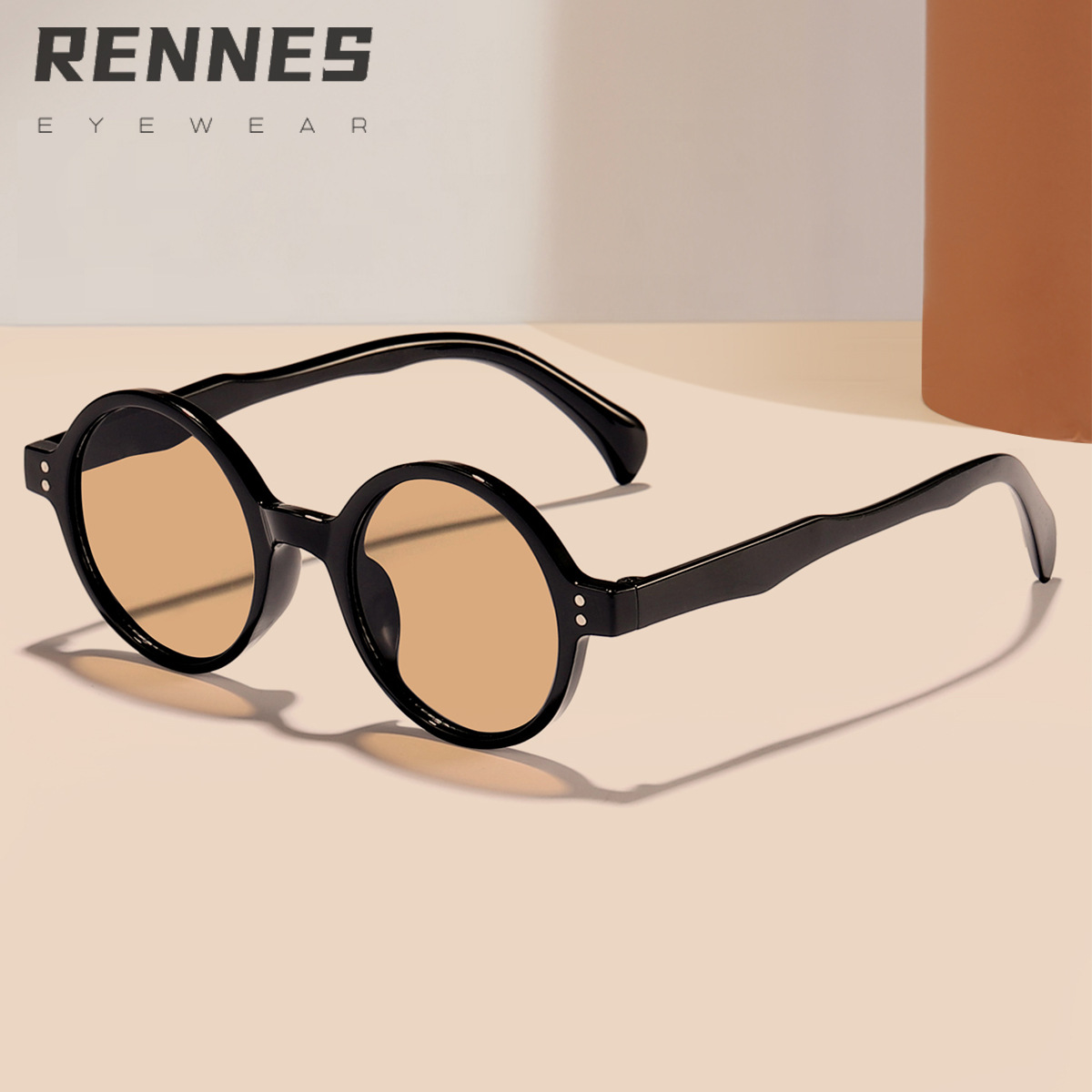 Gafas de sol con clavos de arroz con montura redonda retro de nueva moda para hombres y mujeres Gafas de sol anti-ultravioleta de lujo ligero europeas y americanas Sunglasses