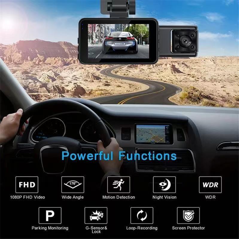 Driving Recorder 3inch Three-Record Wifi Vehicle Monitoring Night Vision Hd Camera Cardvrcam Cross-Border New Model