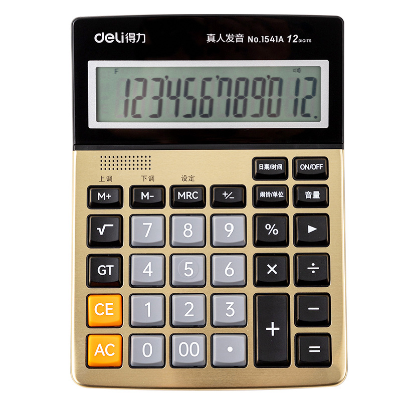 Deli voz calculadora 1541A gran botón ordenador pantalla grande calculadora suministros de oficina financiera