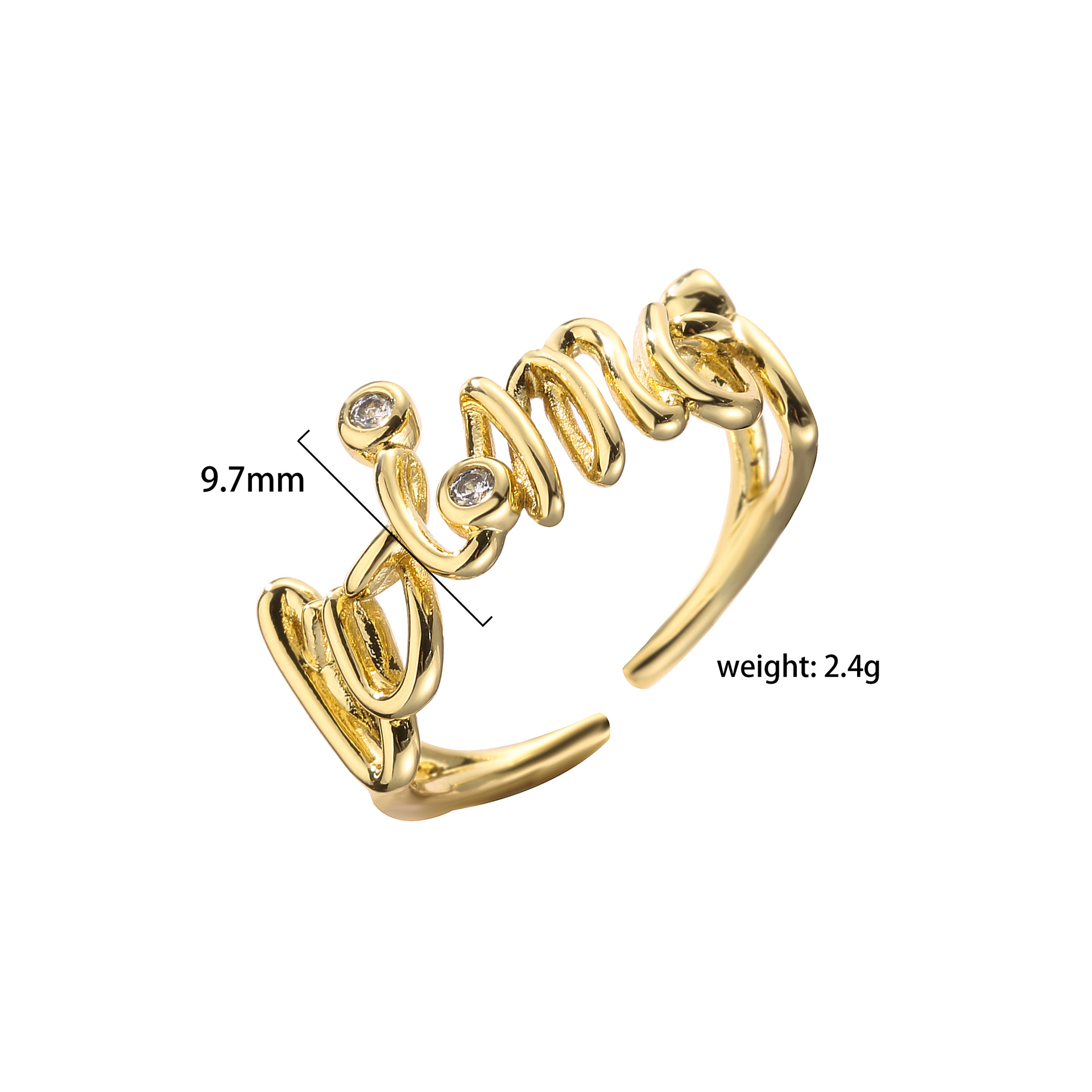 Fashion Letter Copper Plating Inlay Artificial Gemstones Women's Rings Earrings display picture 2