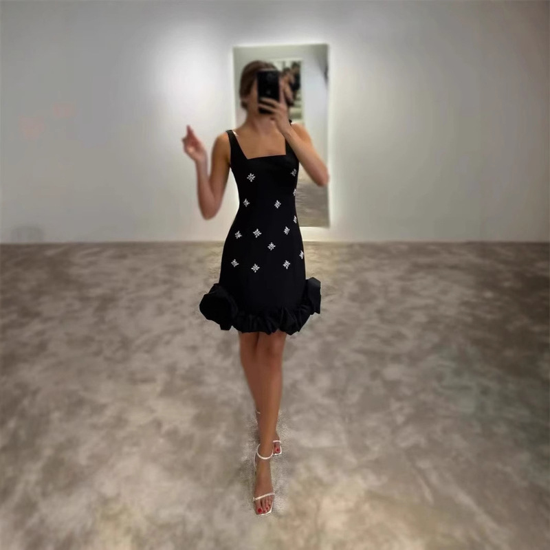 European and American New Summer Sling Nail Drill Hip Evening Dress Sexy Slim Niche Design Sense Bandage dress European and American New Summer Sling Nail Drill Hip Evening Dress Sexy Slim Niche Design Sense Bandage dress