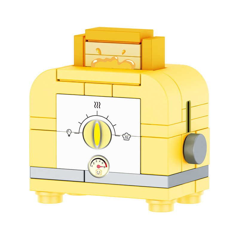 Square Orange Building Block Toys for Children, Educational Puzzle Assembly Mini Appliances, Tv and Refrigerator Models for Boys