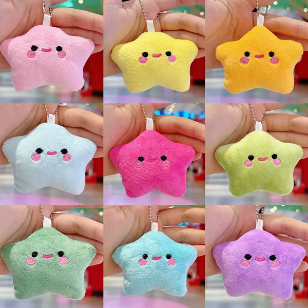 Random color smiley stars + bead chain