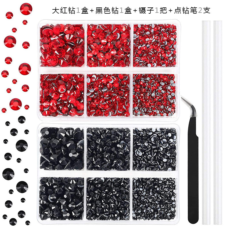 6-Compartment Box with Various Sizes of Hot Melt Adhesive Rhinestones, Glass Crystal Nail Art Stickers, DIY Clothing Accessories, Cross-Border Wholesale 6-Compartment Box with Various Sizes of Hot Melt Adhesive Rhinestones, Glass Crystal Nail Art Stickers, DIY Clothing Accessories, Cross-Border Wholesale