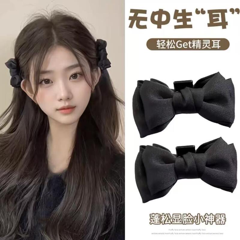 Black Fairy Ear Bow Small Claw Clip for Women, Princess Side Clip, Forehead Bangs Clip, Hairpin, Shark Clip Black Fairy Ear Bow Small Claw Clip for Women, Princess Side Clip, Forehead Bangs Clip, Hairpin, Shark Clip