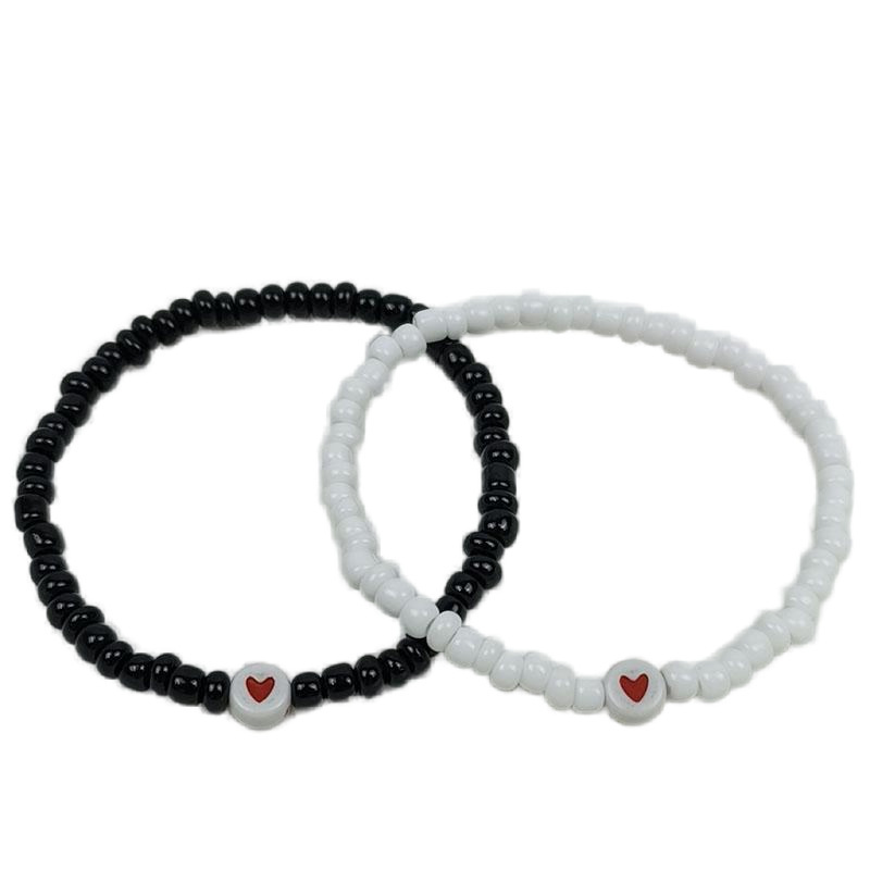 European and American Cross-border Bohemian Valentine's Day Double-layer Bead Bracelet Fashion Love Matching Couple Bracelet Two-piece Set