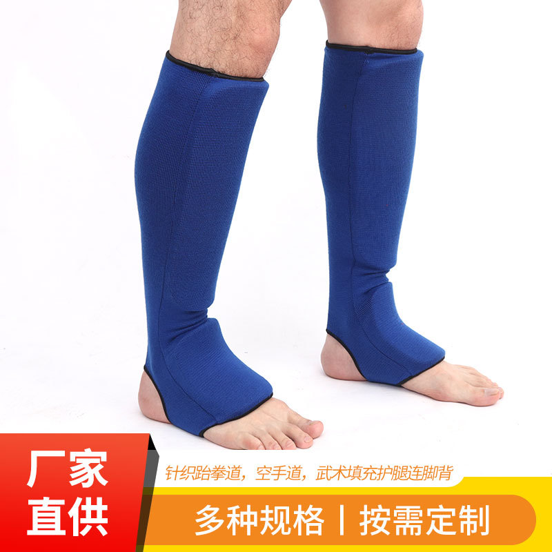 Knitted Taekwondo Protector Leg Protector Foot Protector Karate Protector Muay Thai Sanda Protector Leg Protector Foot Protector EVA Filling