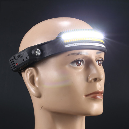 New silicone headlamp LED mini multi-function wave sensor headlamp COB outdoor fishing strong light flashlight