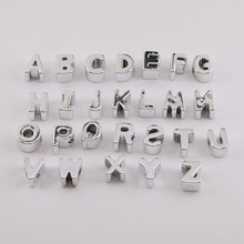 光面银色26英文字母大孔珠 diy手工自制手机链串珠饰品材料小配件